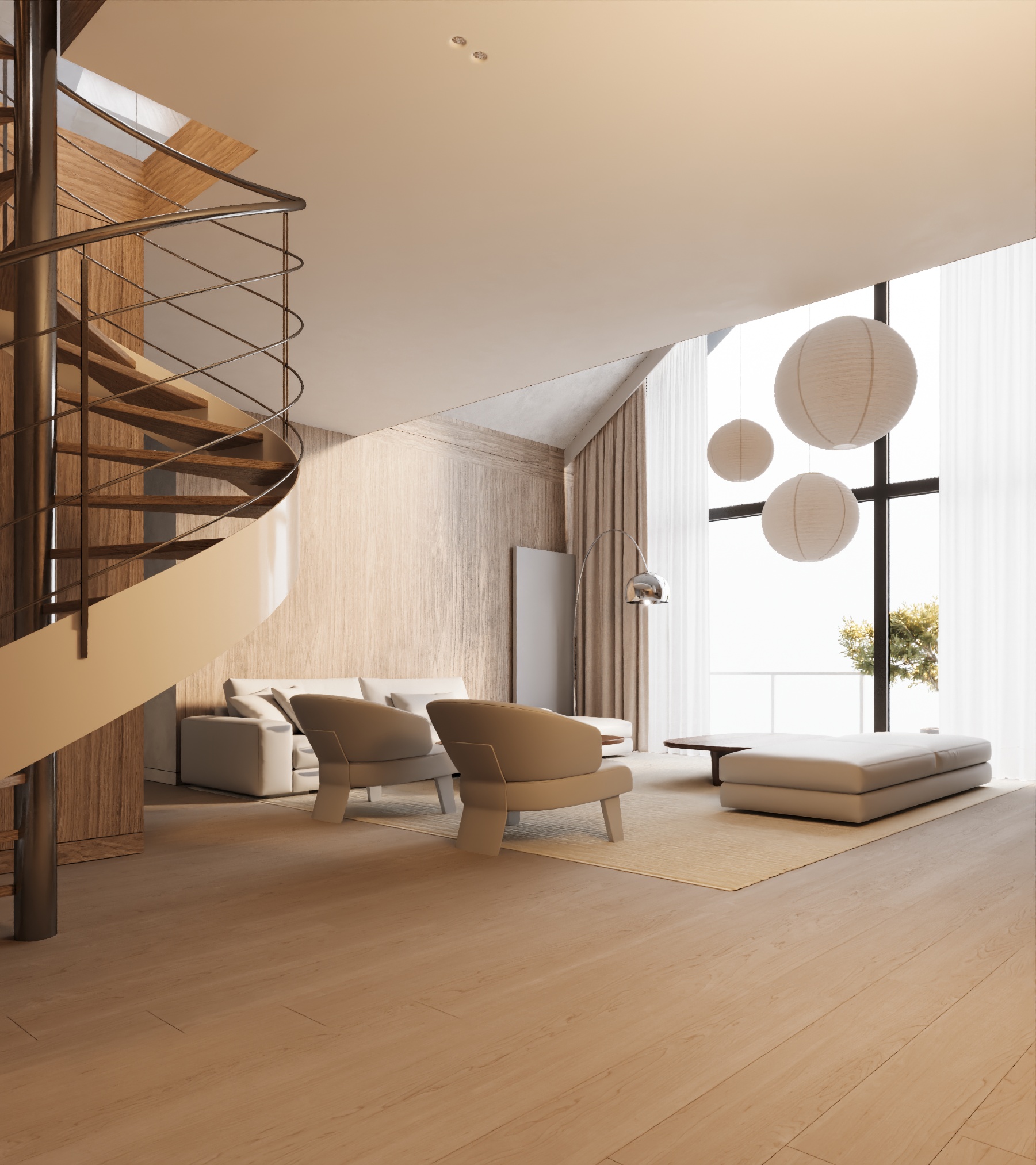 Luksusowa aranżacja dwupoziomowego apartamentu z antresolą i widokiem na morze – inwestycja deweloperska Brizo Park w Mechelinkach.